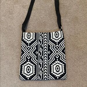 Stylish Black and White Patterned Crossbody Bag